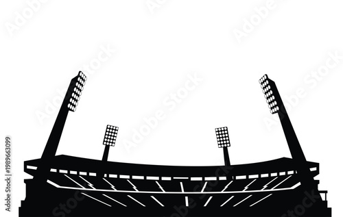 Silhouette of a stadium with floodlights vector illustration