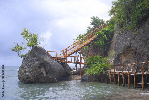 Photos bamboo stair up to the hill of sori nehe beach