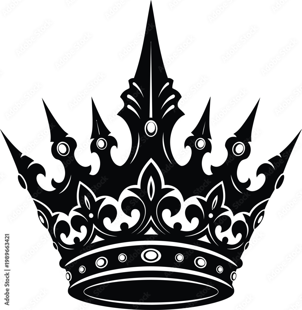 Obraz premium Royal crown icon with decorative design and pointed tops symbol of monarchy and power