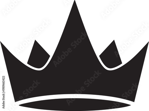 Simple black crown icon symbol isolated on white background for royalty and nobility concepts