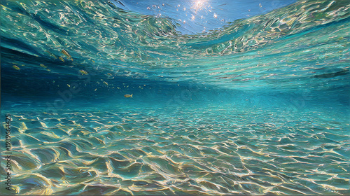 Sunlit Coral Reef Beneath Crystal Clear Ocean Waters