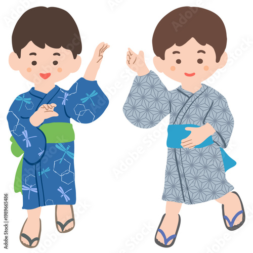 浴衣を着た男の子のイラスト