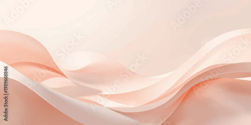 Elegant abstract background featuring soft pink silk waves with a smooth flowing satin texture and light curved lines in an artistic vector design