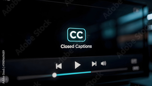 Video player interface with closed captions icon