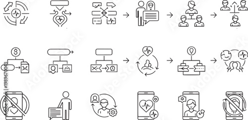 Web3 Blockchain and Cryptocurrency Decentralized Line Icon Set