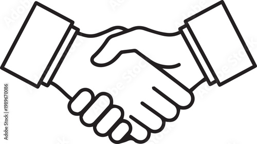 Black outlined icon of handshake