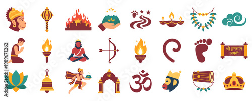 Hanuman Jayanti Religious Icon Set