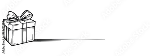 Gift Box Illustration: A charming sketch of a wrapped present, complete with a ribbon. It is simple, cute, clean and full of love