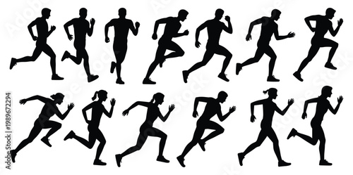 Running Silhouettes: Dynamic silhouettes capture the essence of movement and determination as athletes sprint forward, embodying the spirit of competition and the pursuit of excellence.