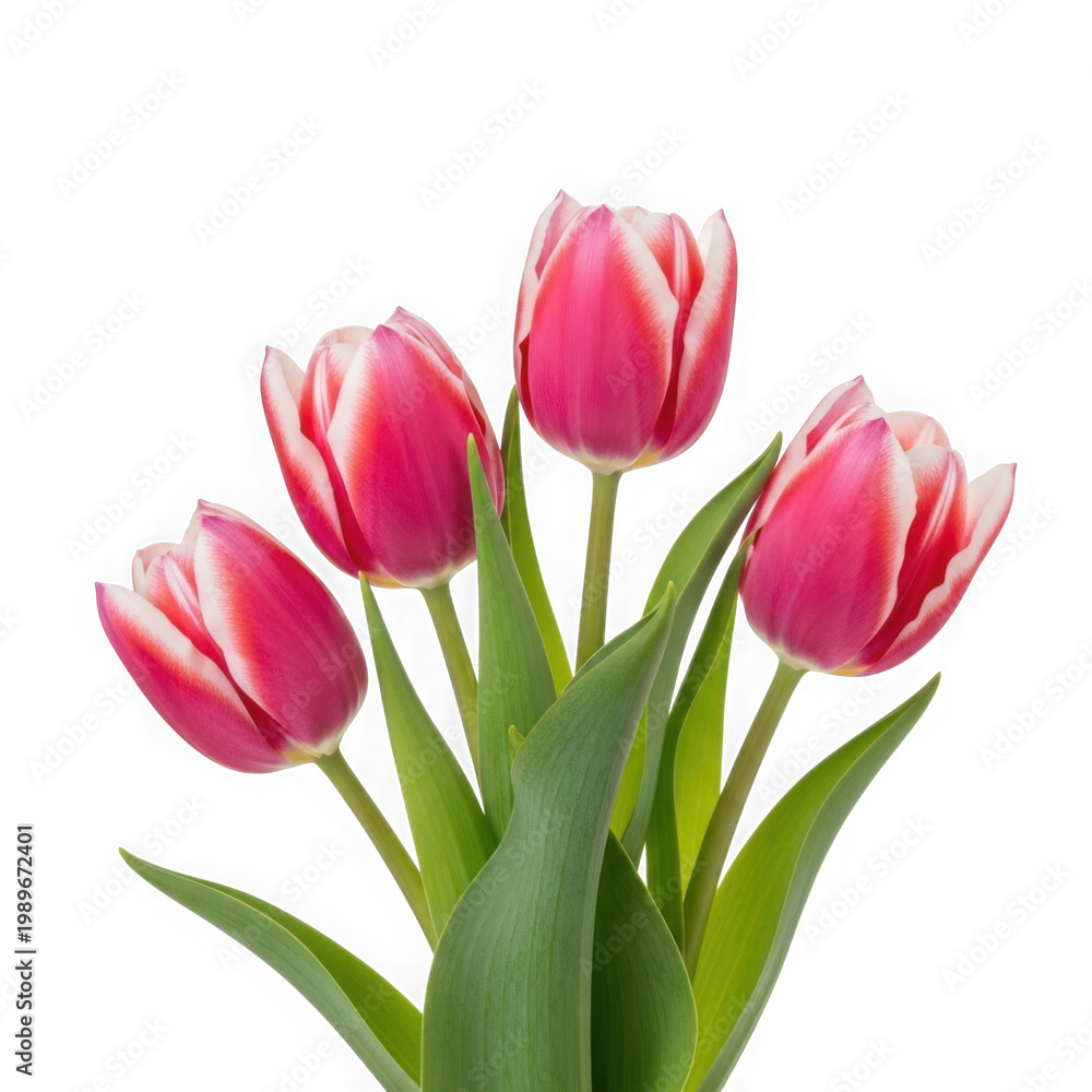 Fototapeta premium A vibrant bouquet of pink tulips standing elegantly in a vase shape arrangement