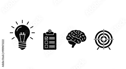 Ideas and goals concept icons set.