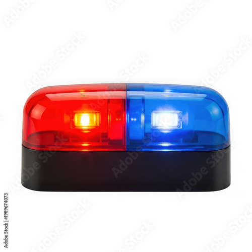 A dual-color police emergency light with red and blue flashing lights