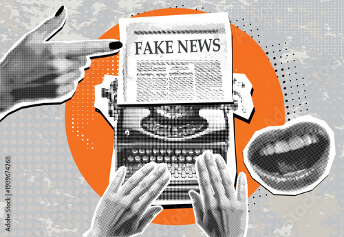 Quadro su tela Typewriter printing fake news