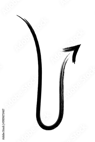 Hand drawn U turn arrow PNG. Long curved textured brush arrow with smooth bend. Sketch style directional symbol for navigation, maps, branding, UI, social media, stickers, diagrams, creative layouts