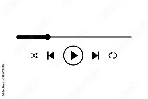 Music player UI PNG. Minimal media player interface with playback controls, progress bar, play pause buttons. Perfect for apps, music, streaming, podcast, audio control and web design. High-resolution