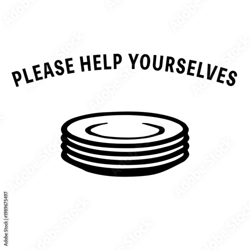 Please help yourselves to the buffet table signage icon with transparent background food service symbol
