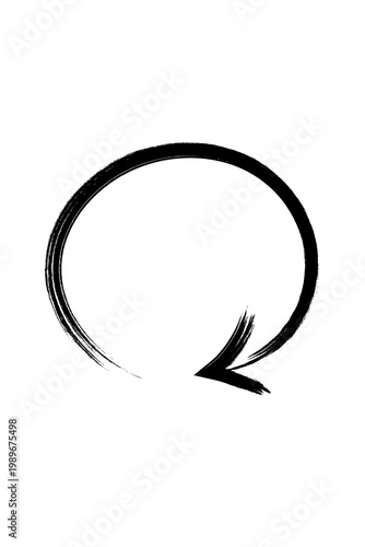 Hand drawn circular arrow PNG. Textured loop rotation arrow, brush stroke round directional symbol for refresh, reload, repeat, UI, apps, social media, infographic, diagrams, creative design projects