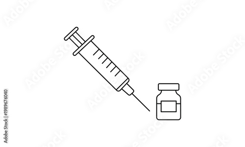 Syringe Vial Medicine Vector Icon Set