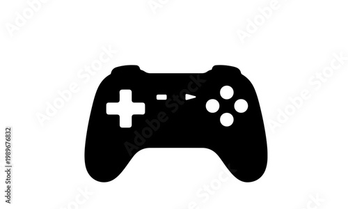 Black video game controller vector graphic icon design