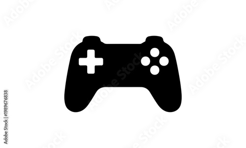 Simple black gamepad vector graphic for video games