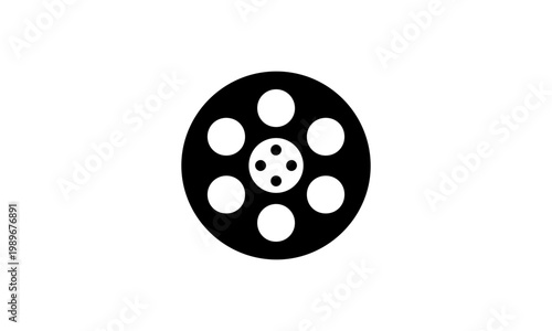 Simple black film reel vector graphic design element