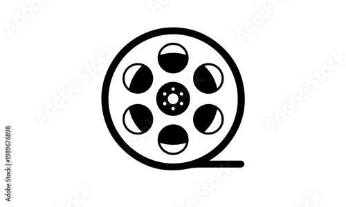 Simple black film reel vector graphic design icon