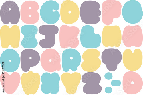 アルファベットのかわいい背景素材｜丸みのある文字でポップで優しいデザイン