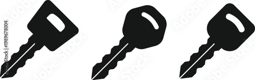 Car Key Icon Set. Keyless entry and vehicle access sign. Vehicle Remote Symbols. Central locking and vehicle protection sign. Smart car key and fob icons
