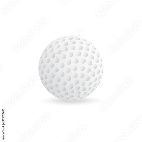 White golf ball with dimples isolated on a white background