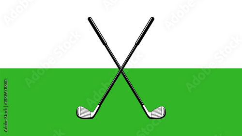Golf clubs crossed a symbolic image for golfing courses and equipment.