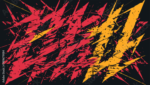 High-Impact Abstract Vector Composition with Sharp Aggressive Shards in Red and Orange.eps