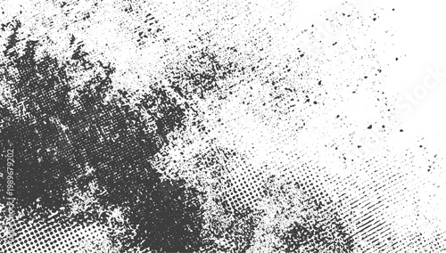 Black and White Grunge Vector Background with Halftone Patterns Distressed Texture for Graphic Design