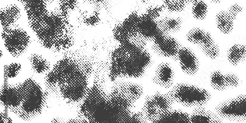 Black and White Halftone Animal Print Vector Background with Leopard and Dalmatian Spot Patterns