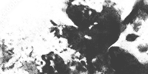 Abstract Black and White Halftone Grunge Texture with Distressed Dotted Background Vector Graphic