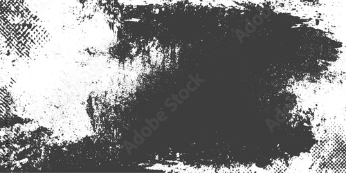 Black and White Distressed Grunge Vector Texture with Halftone Pattern and Gritty Brush Strokes
