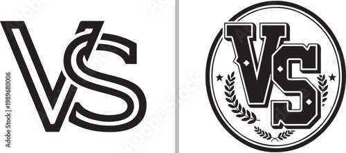 Versus VS logo set with modern interlocking and vintage emblem styles for sports and gaming vector illustration