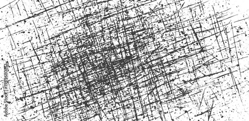 Abstract Black and White Grunge Scratch Texture with Crosshatch Pattern Background Vector