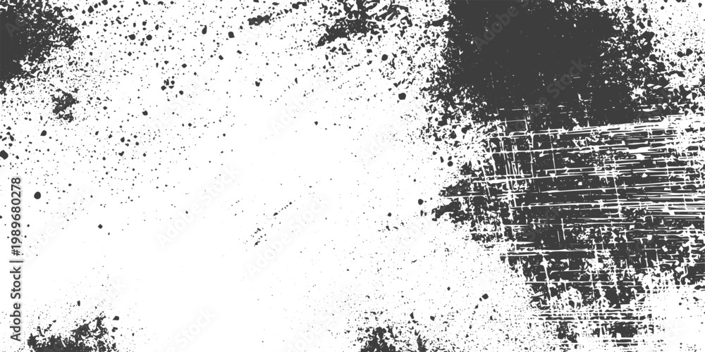 Fototapeta premium Black and White Abstract Grunge Texture Background with Distressed Grain and Ink Splatter Vector Illustration