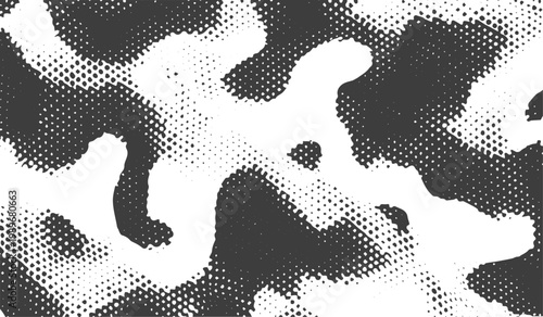 Black and White Halftone Abstract Pattern Vector with Organic Dotted Texture for Graphic Backgrounds