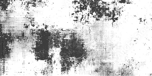 Black and White Grunge Halftone Texture Vector with Distressed Fabric and Screen Print Overlay