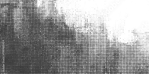 Abstract Black and White Halftone Vector Background with Distressed Grunge Texture