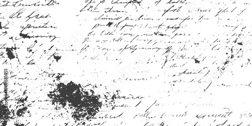 Vintage Distressed Handwritten Manuscript Background with Calligraphy and Grunge Texture Vector Illustration