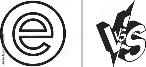 Comparison concept vector illustration featuring an e symbol icon and versus logo for competition and battle themes