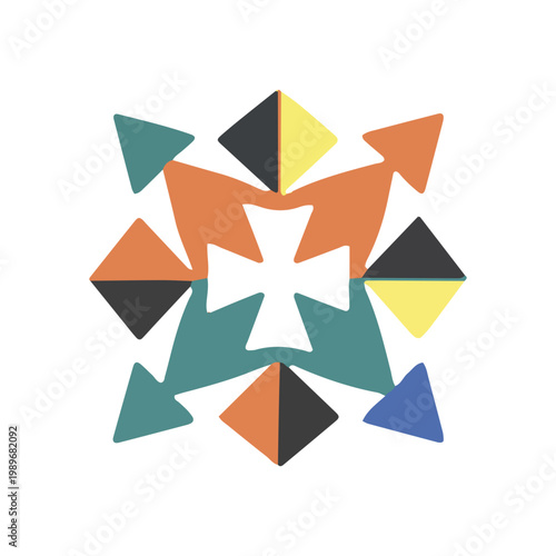 Abstract Geometric Cross Logo Design