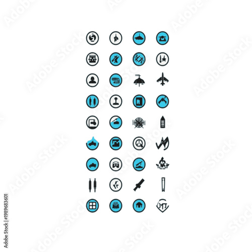Military and Aviation Icon Set | Fighter Jet, Drone, Helicopter, Airplane, Satellite Circle Icons