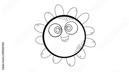 Cartoon sun drawing,cute happy sun cartoon character drawing  for colouring,sun vactor illustration	