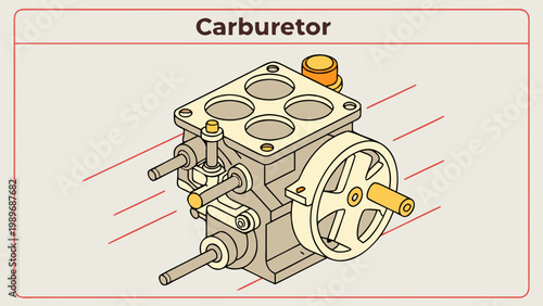 Bild auf Leinwand Carburetor illustration for engines with assembly