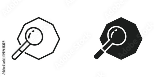 Contrasting magnifying glasses with different fill styles over octagonal shapes