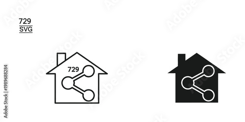 Household network icon designs with the number 729 integrated into the graphics