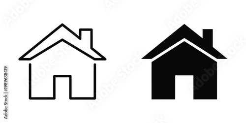 Comparison of a simple house outline with a filled-in house silhouette
